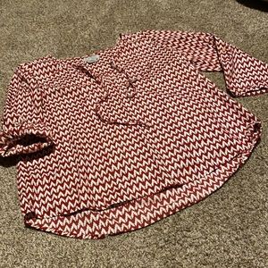 Isabella’s Closet red & white cotton M peasant top